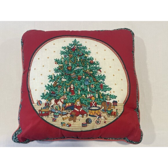 Set Of 2 Vintage Christmas Tree Throw Pillows Square 15” - Picture 6 of 8